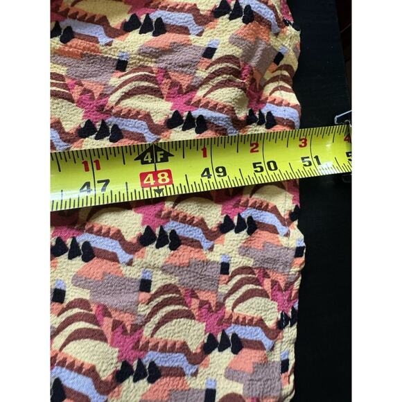 Flax Geometric Shirt Dress Maxi V Neck Relaxed Fit Yellow Purple Size Small - Picture 10 of 10